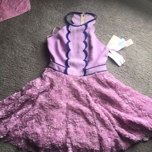 Purple and pink ruffled party dress